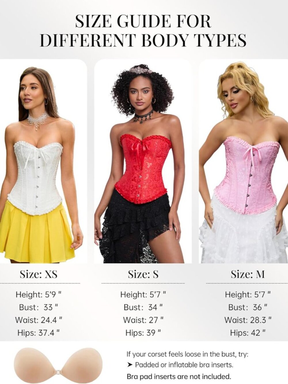 Corset Tops for Women, Bustier Shapewear Lingerie, Lace Waist Push Up Bodysuit - Picture 6 of 8